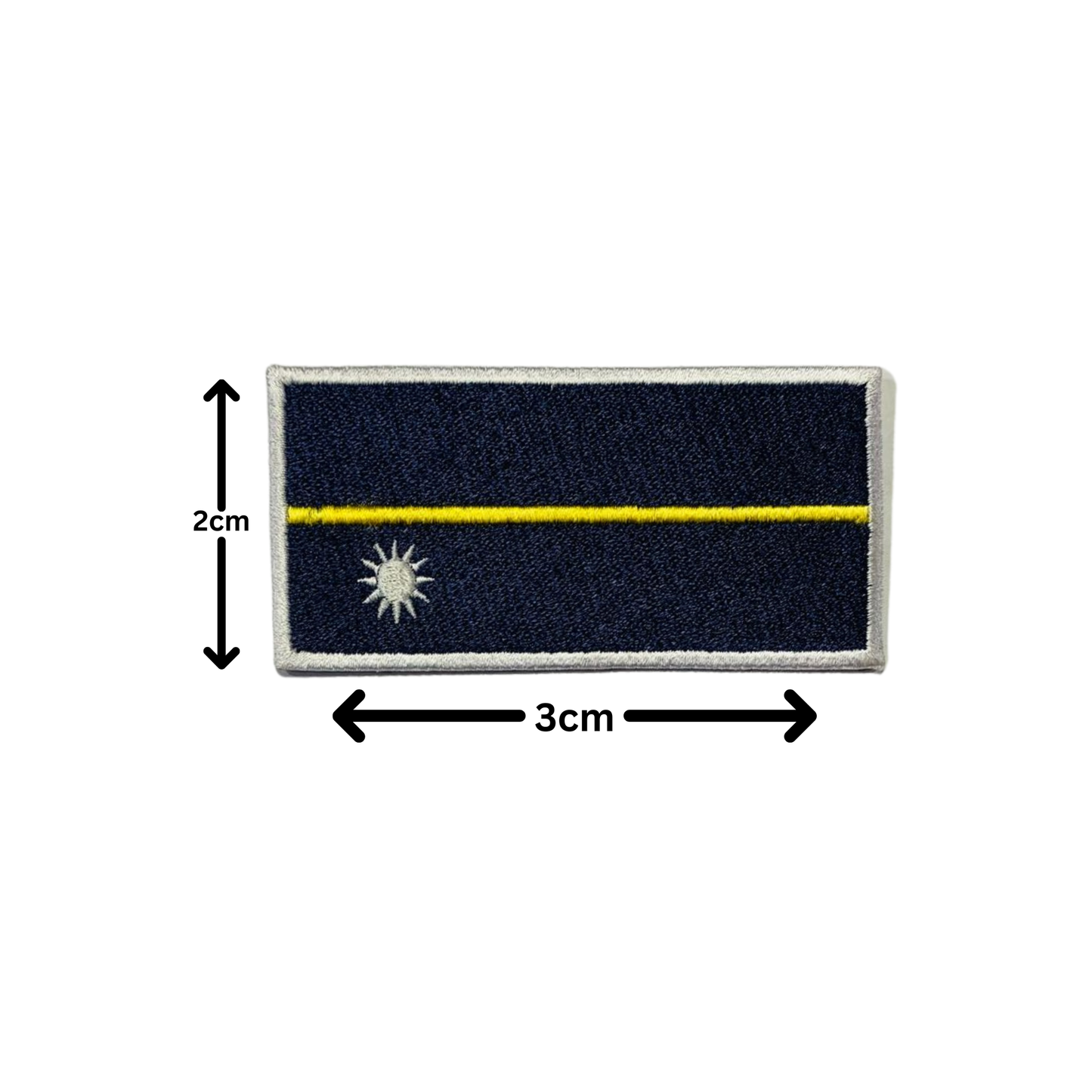Nauru Flag Embroidered Patch Set, Iron-On or Sew-On Applique Badges, Rectangle Shield Round Heart Shapes, for Jackets, Backpacks, Hats, Uniforms and Various Sizes