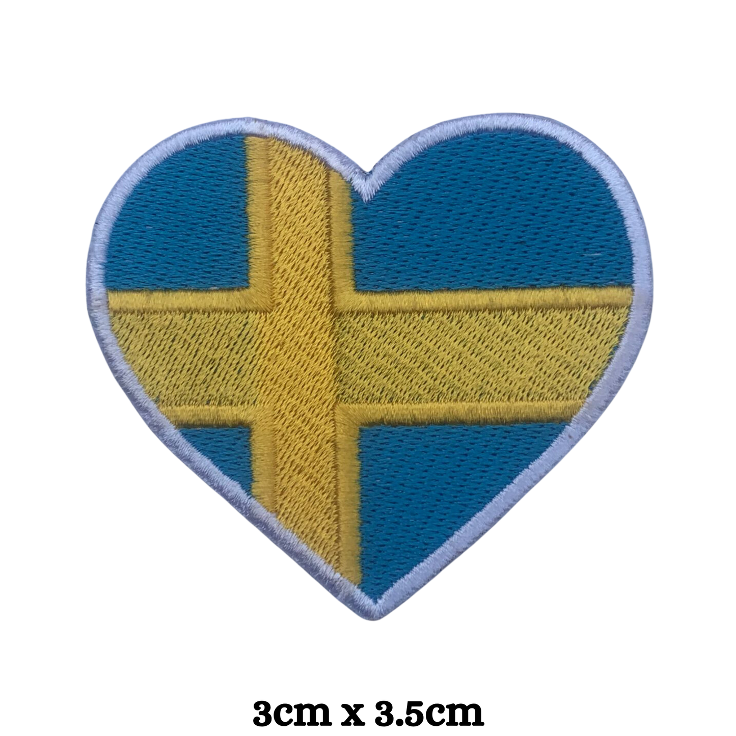 BeBuz Sweden Flag Embroidered Patches, Iron-On/Sew-On Applique, Shield, Round, Heart and Rectangle Flag Badges for Jackets, Bags, Uniforms, Various Sizes