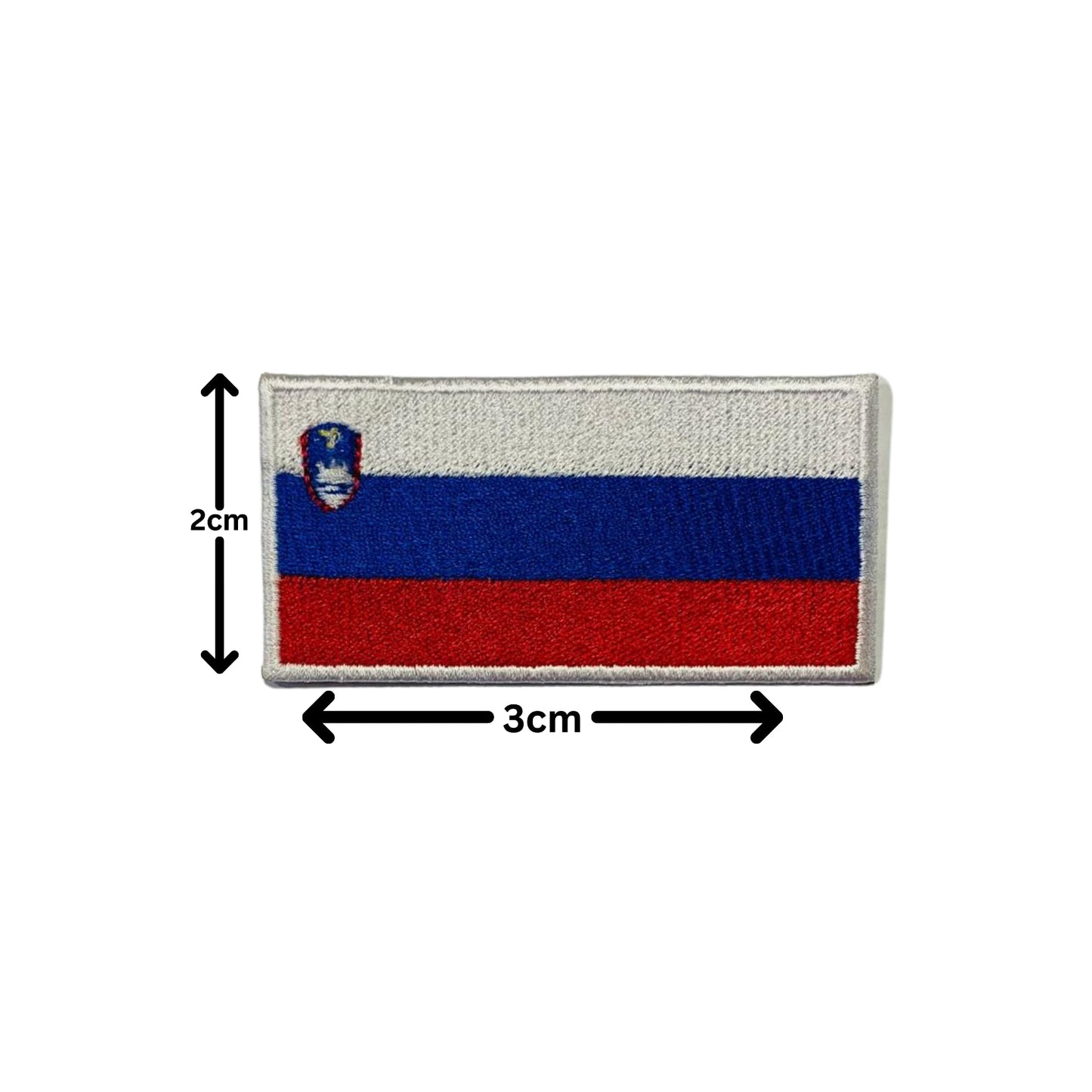 Slovenia Flag Embroidered Patch Set, Iron-On or Sew-On Applique Badges, Rectangle Shield Round Heart Shapes, for Jackets, Backpacks, Hats, Uniforms and Various Sizes