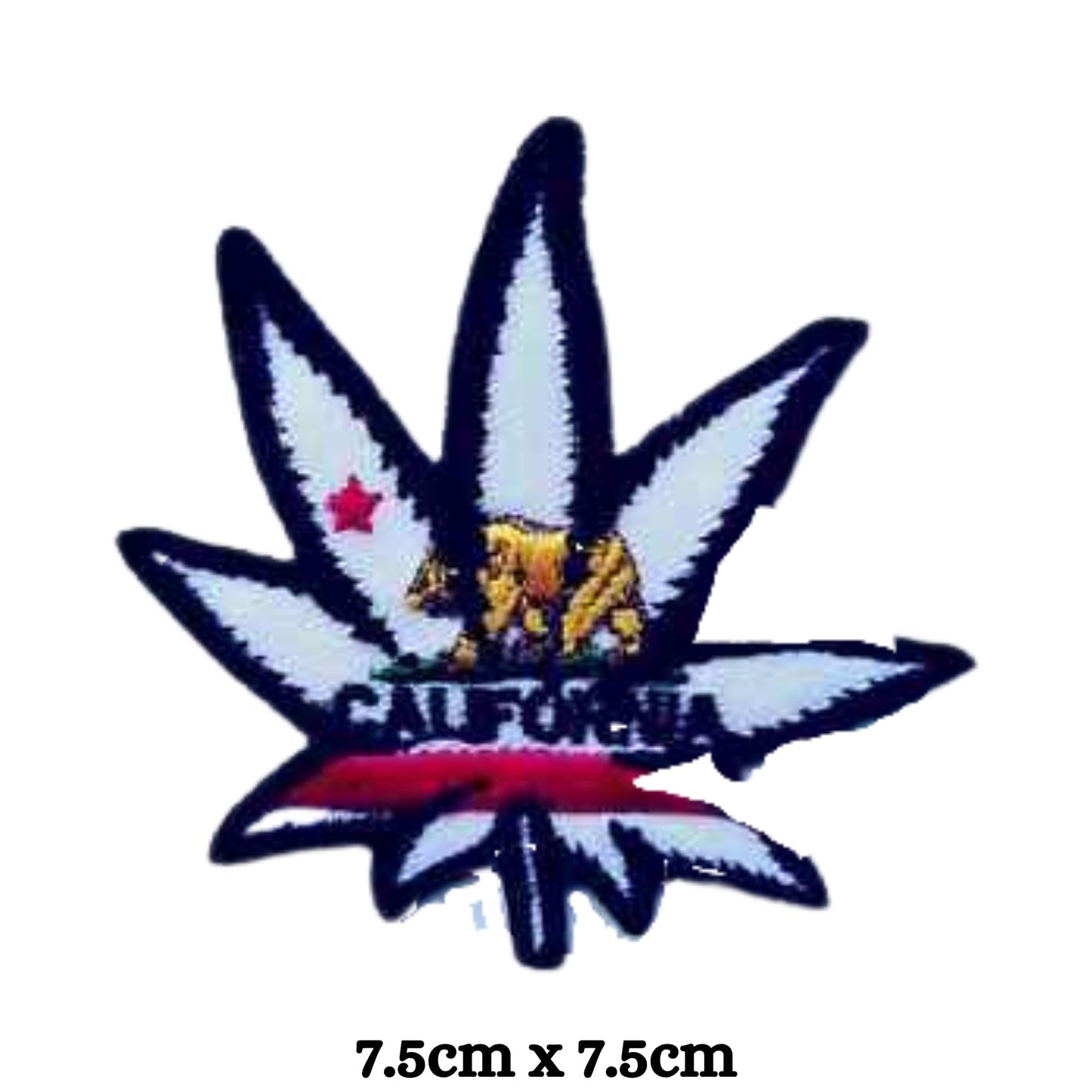Marijuana Leaf California Message Embroidery Iron-On Patches for Clothing Sew-On Applique for DIY Crafts Denim Jackets Jeans Backpacks