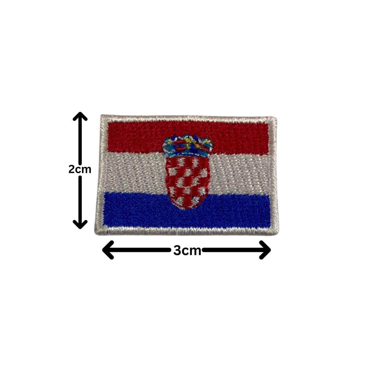 BeBuz Croatia Flag Embroidered Patches, Iron-On/Sew-On Applique, Shield, Round, Heart and Rectangle Flag Badges for Jackets, Bags, Uniforms, Various Sizes