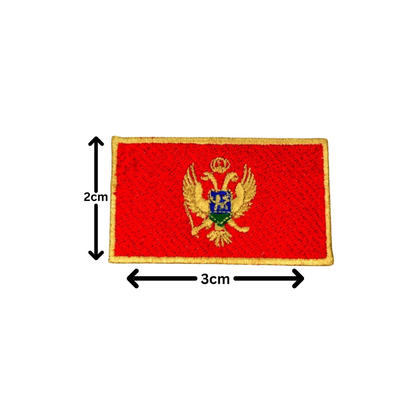 Montenegro Flag Embroidered Patch Set, Iron-On or Sew-On Applique Badges, Rectangle Shield Round Heart Shapes, for Jackets, Backpacks, Hats, Uniforms and Various Sizes