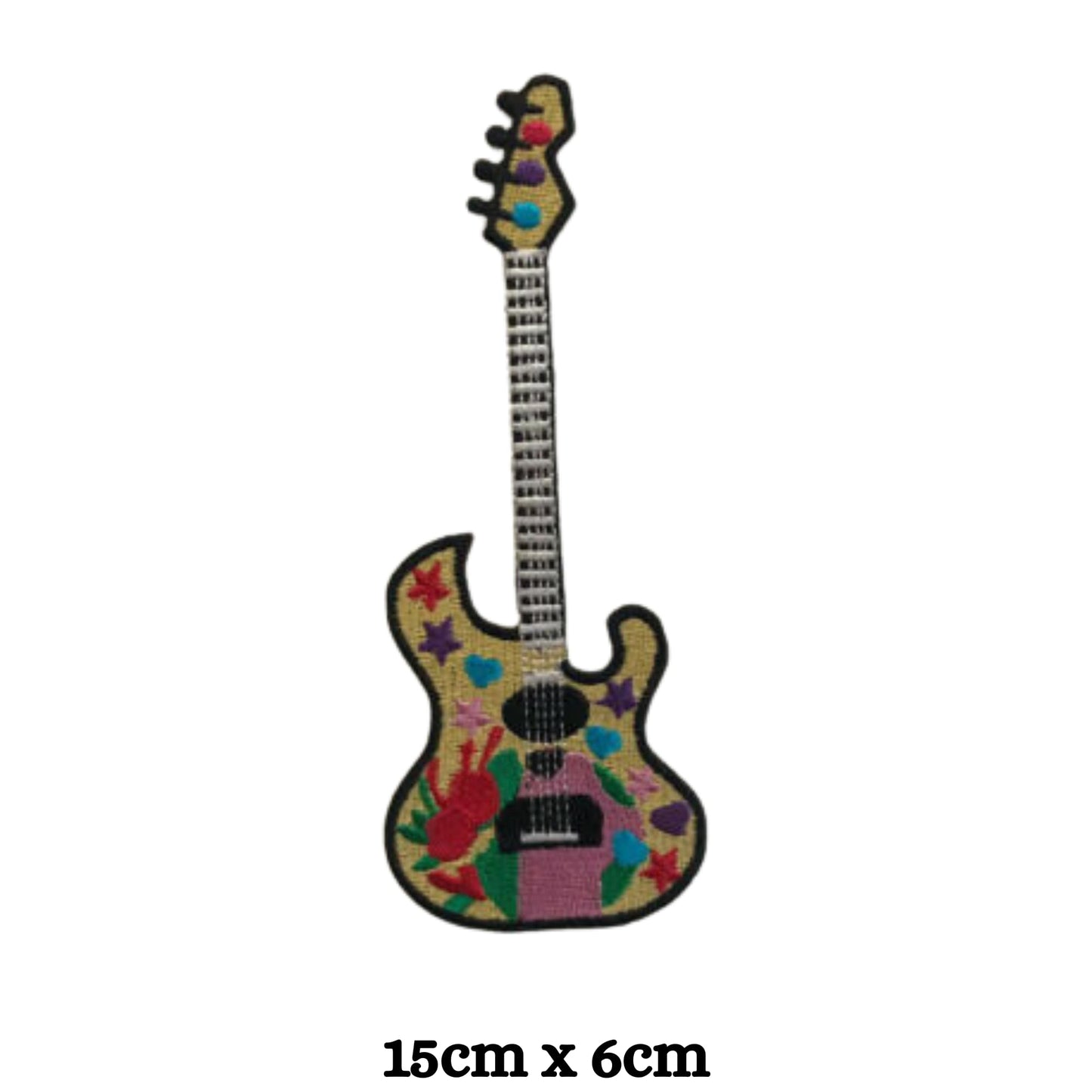 Guitar Solo Colourful Music Embroidery Iron-On Patches for Clothing Sew-On Applique for DIY Crafts Denim Jackets Jeans Backpacks