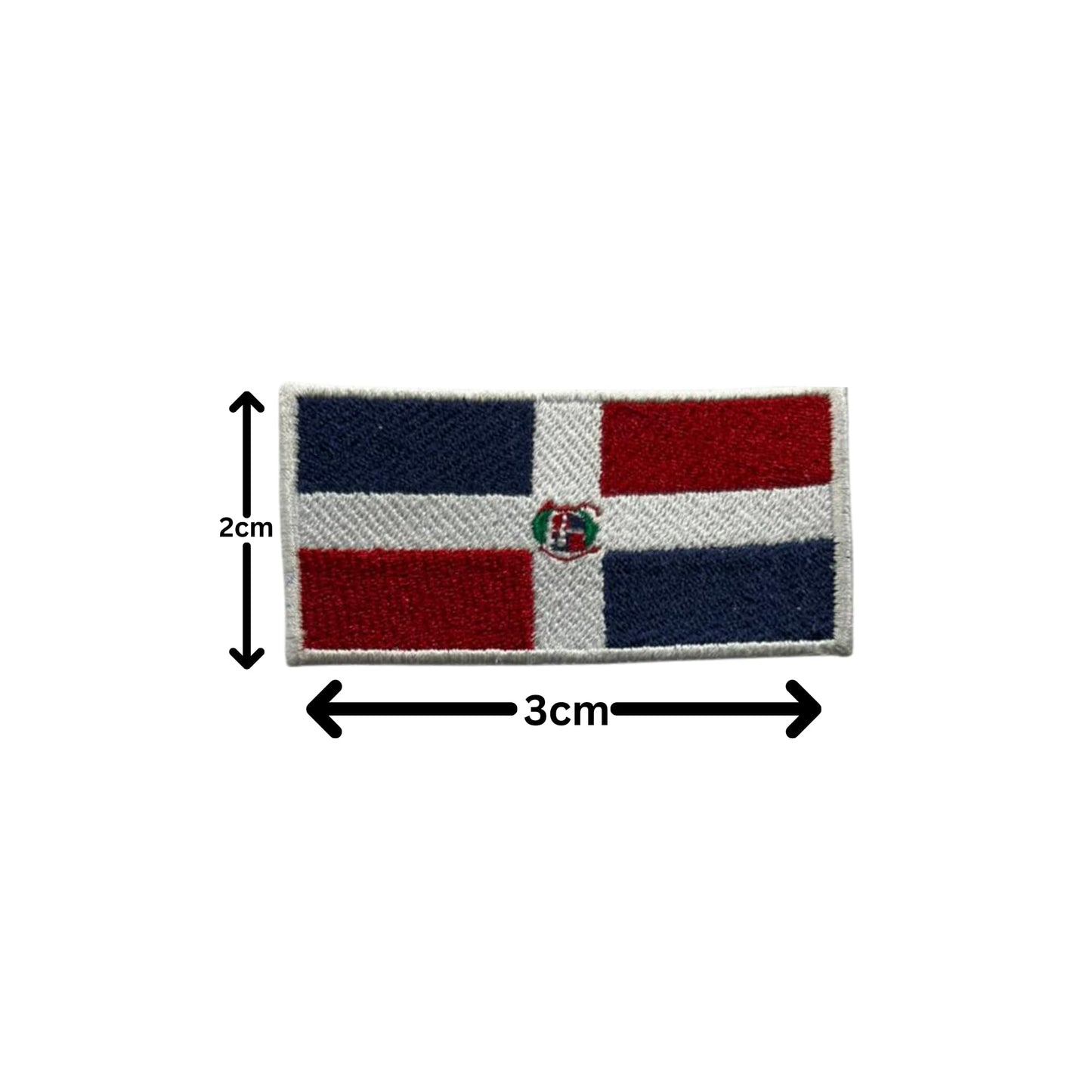 Dominican Republic Flag Embroidered Patch Set, Iron-On or Sew-On Applique Badges, Rectangle Shield Round Heart Shapes, for Jackets, Backpacks, Hats, Uniforms and Various Sizes