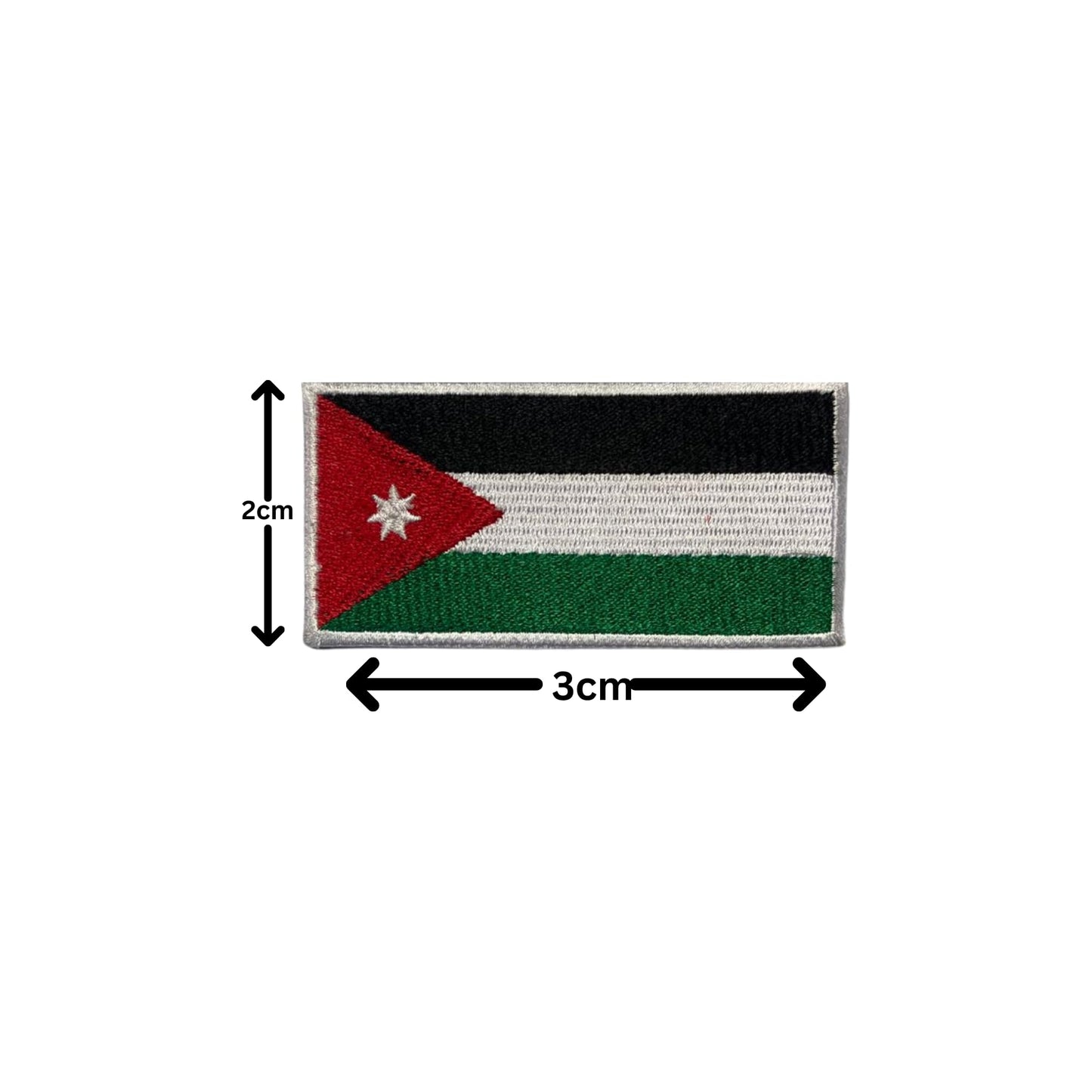 Jordan Flag Embroidered Patches, Iron-On/Sew-On Applique, Shield, Round, Heart and Rectangle Flag Badges for Jackets, Bags, Uniforms, Various Sizes