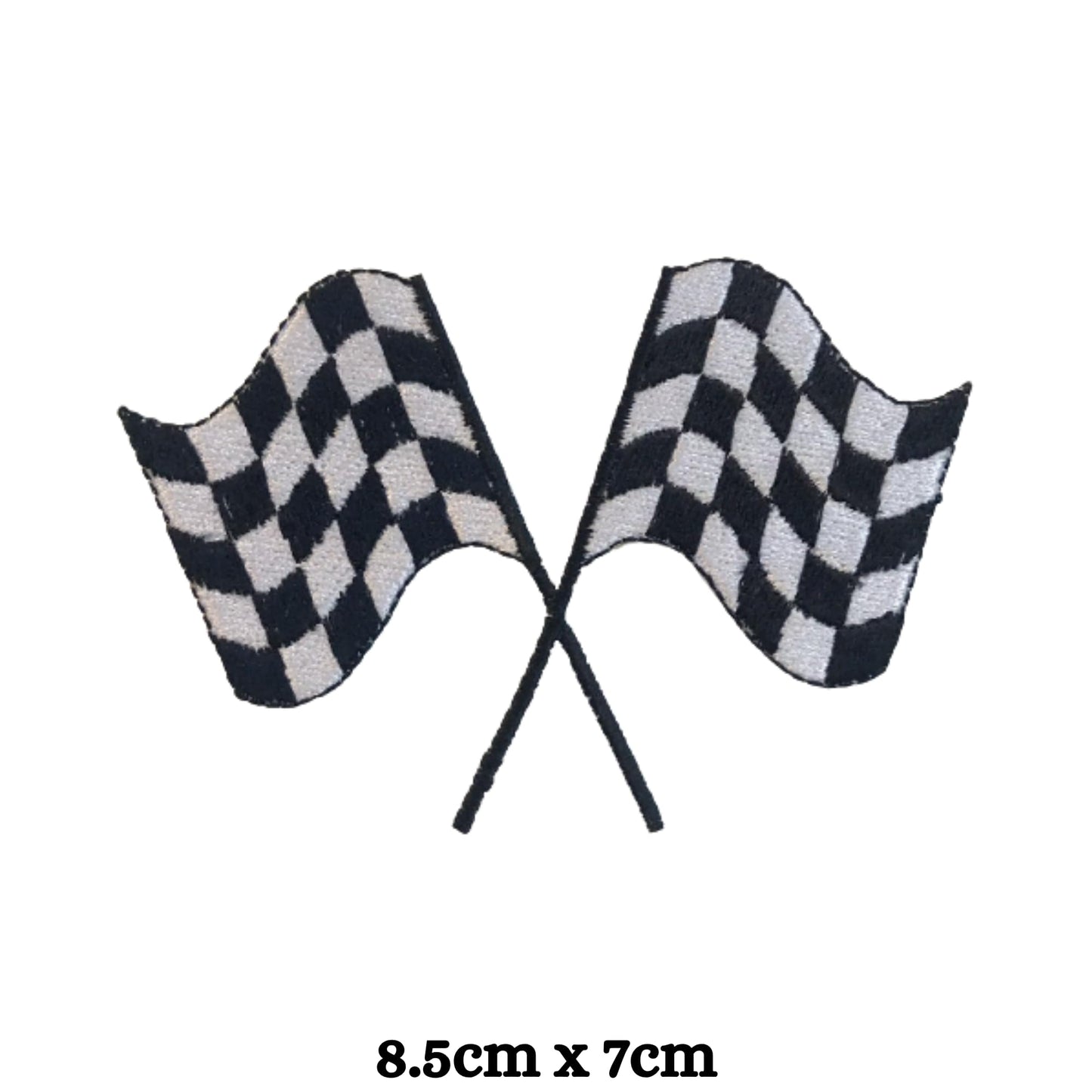 Formula one Racing Checkered Flag Embroidery Iron-On Patches for Clothing Sew-On Applique for DIY Crafts Denim Jackets Jeans Backpacks