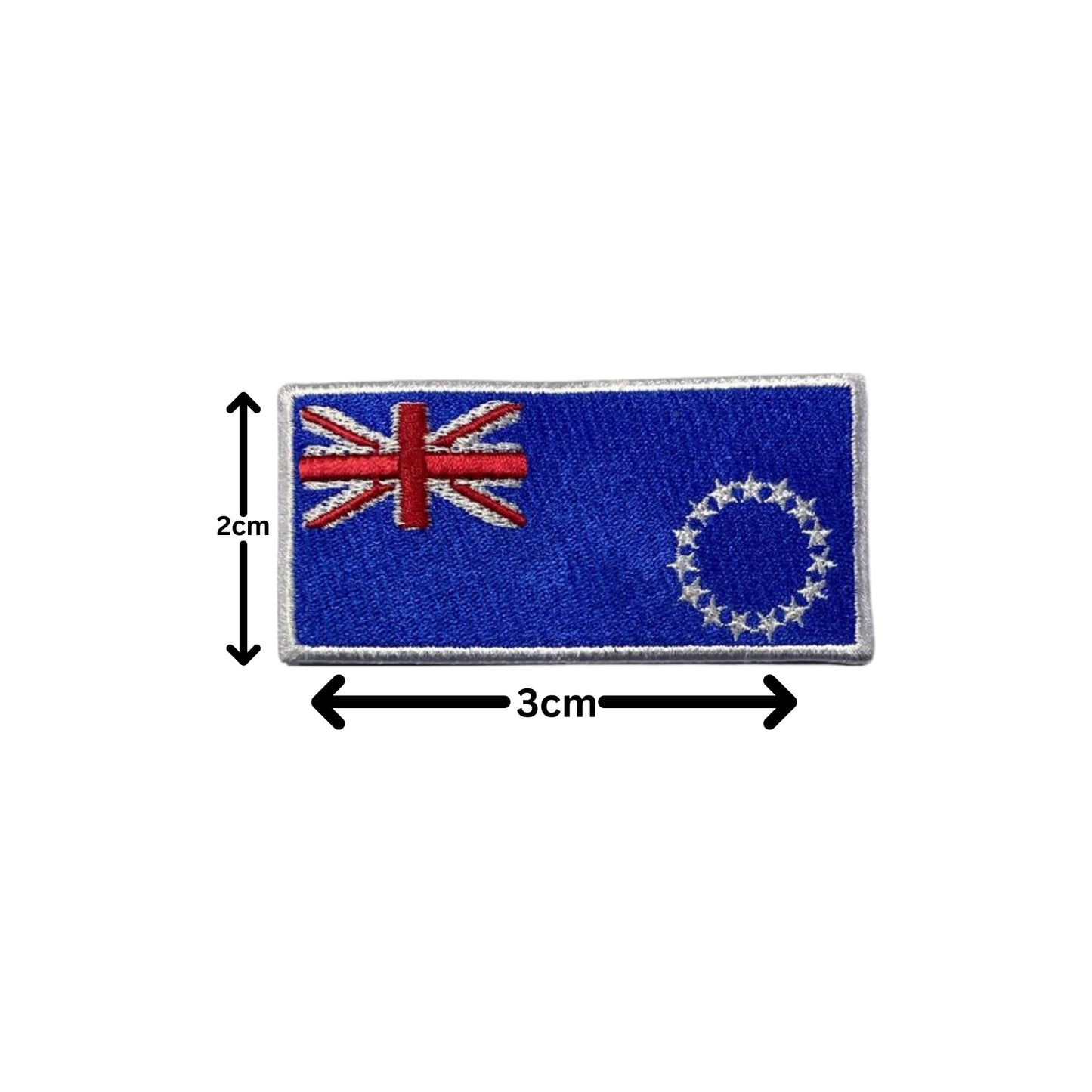 Cook Island Flag Embroidered Patch Set, Iron-On or Sew-On Applique Badges, Rectangle Shield Round Heart Shapes, for Jackets, Backpacks, Hats, Uniforms and Various Sizes