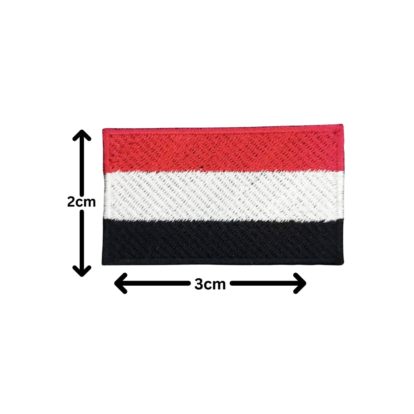Yemen Flag Embroidered Patch Set, Iron-On or Sew-On Applique Badges, Rectangle Shield Round Heart Shapes, for Jackets, Backpacks, Hats, Uniforms and Various Sizes