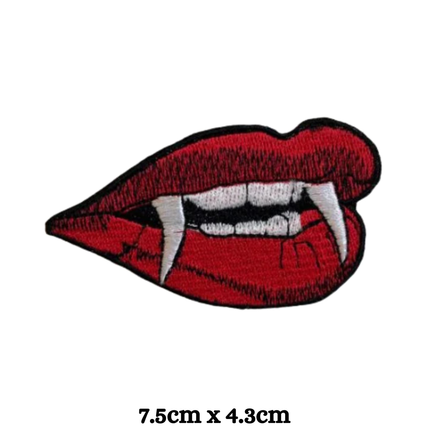Vampire Teeth Embroidery Iron-On Patches for Clothing Sew-On Applique for DIY Crafts Denim Jackets Jeans Backpacks