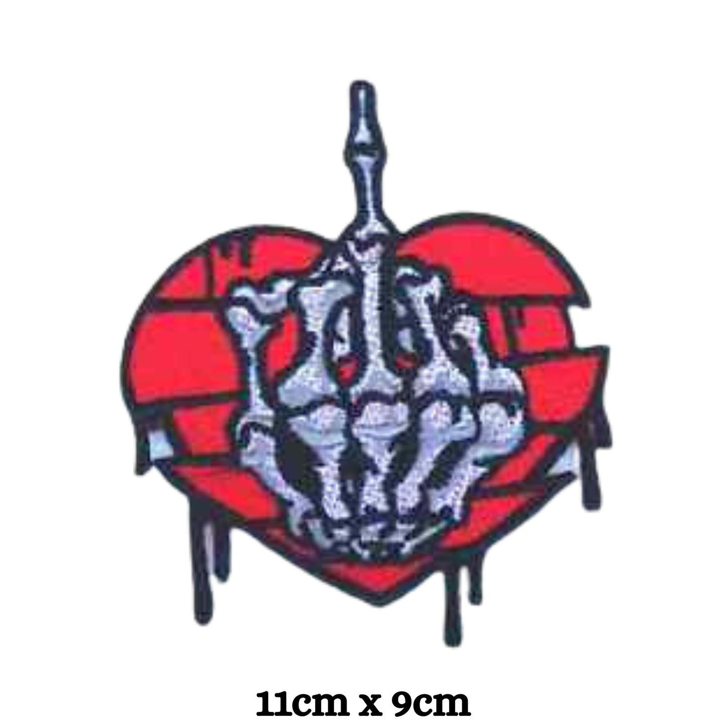 Heart with Middle Finger Embroidery Iron-On Patches for Clothing Sew-On Applique for DIY Crafts Denim Jackets Jeans Backpacks