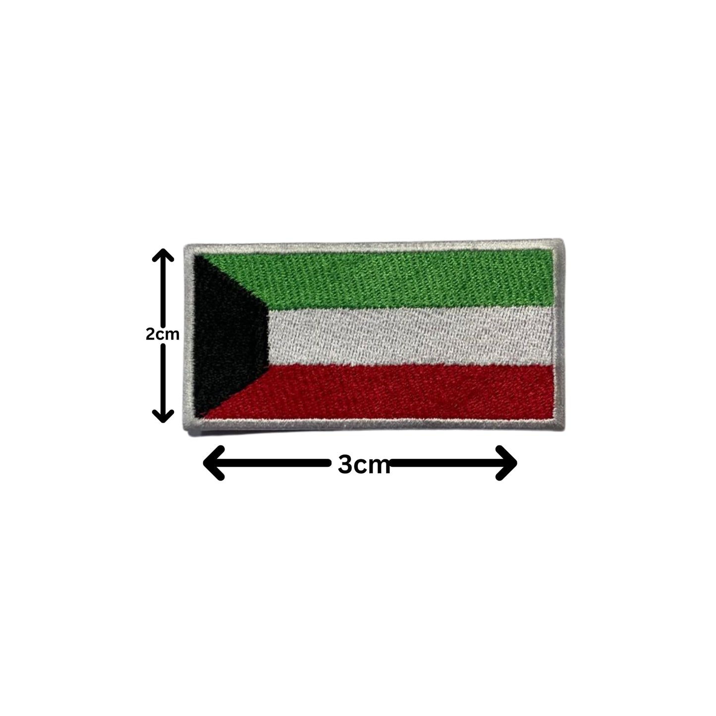 Kuwait Flag Embroidered Patch Set, Iron-On or Sew-On Applique Badges, Rectangle Shield Round Heart Shapes, for Jackets, Backpacks, Hats, Uniforms and Various Sizes