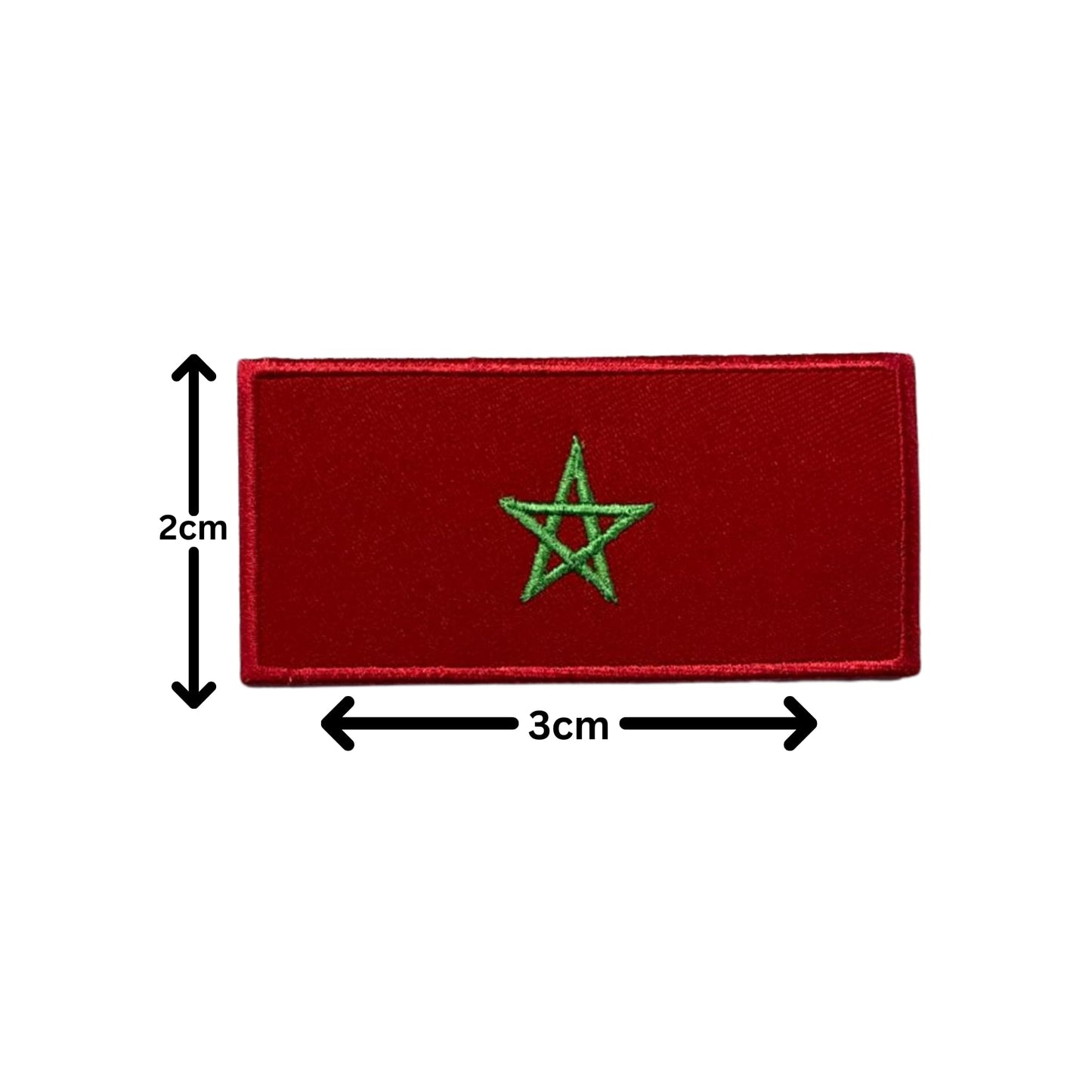 Morocco Flag Embroidered Patches, Iron-On/Sew-On Applique, Shield, Round, Heart and Rectangle Flag Badges for Jackets, Bags, Uniforms, Various Sizes