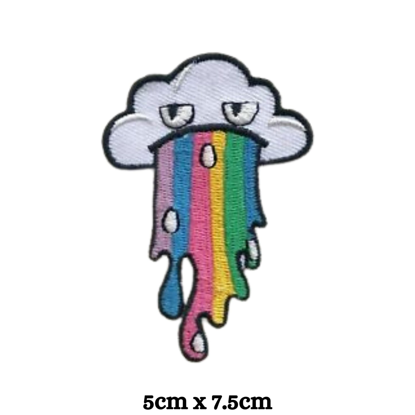 Cloud Sick Rainbow Embroidery Iron-On Patches for Clothing Sew-On Applique for DIY Crafts Denim Jackets Jeans Backpacks