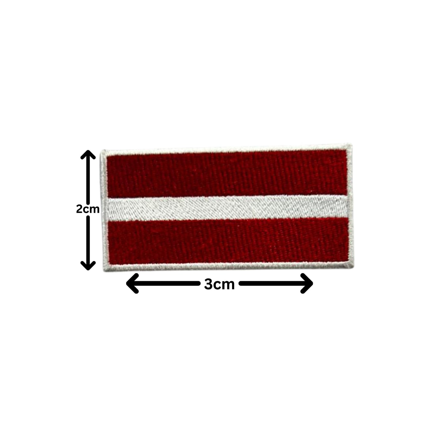 Latvia Flag Embroidered Patch Set, Iron-On or Sew-On Applique Badges, Rectangle Shield Round Heart Shapes, for Jackets, Backpacks, Hats, Uniforms and Various Sizes