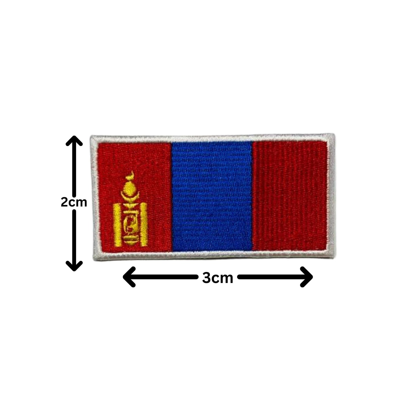 Mongolia Flag Embroidered Patch Set, Iron-On or Sew-On Applique Badges, Rectangle Shield Round Heart Shapes, for Jackets, Backpacks, Hats, Uniforms and Various Sizes
