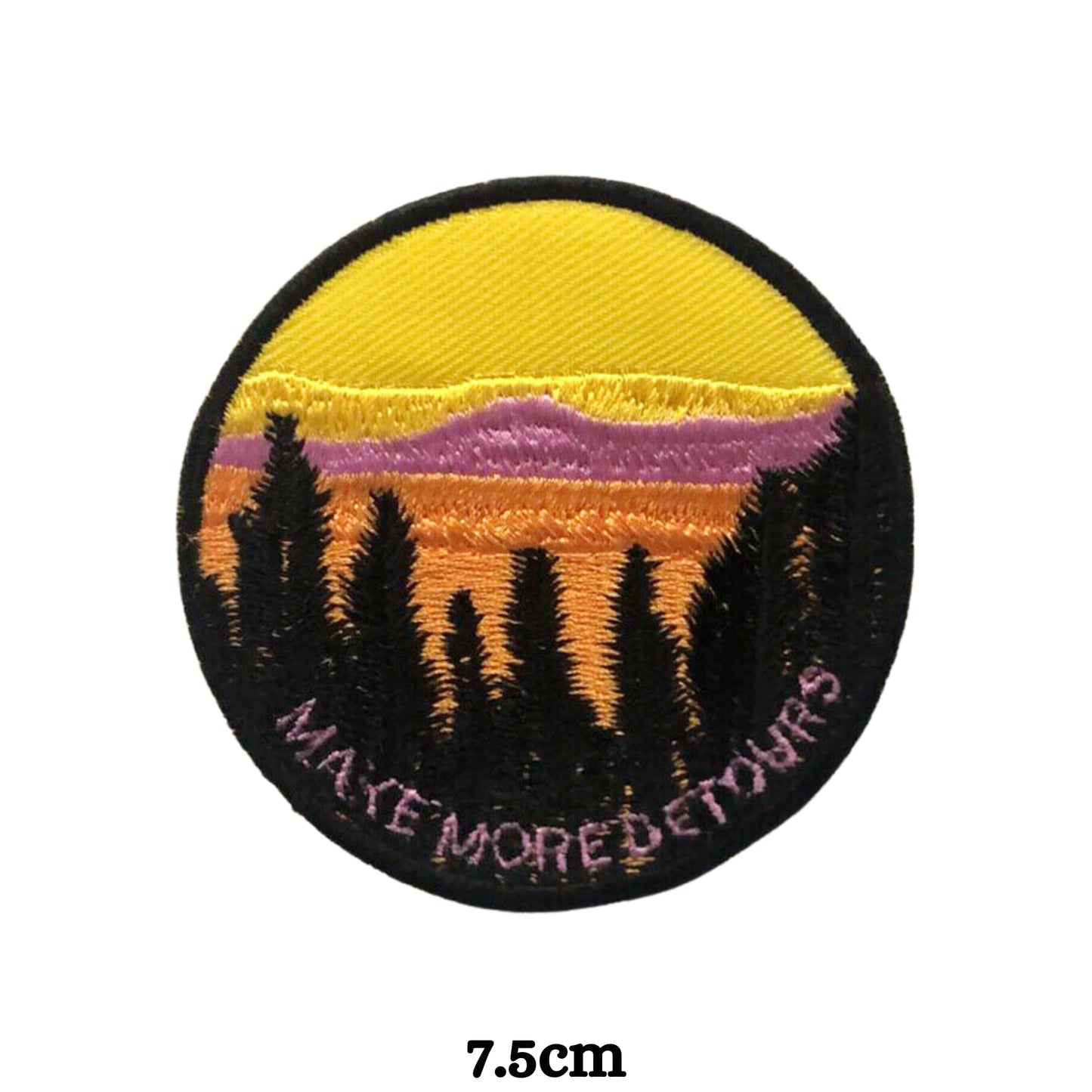 Make More Detours Embroidery Iron-On Patches for Clothing Sew-On Applique for DIY Crafts Denim Jackets Jeans Backpacks