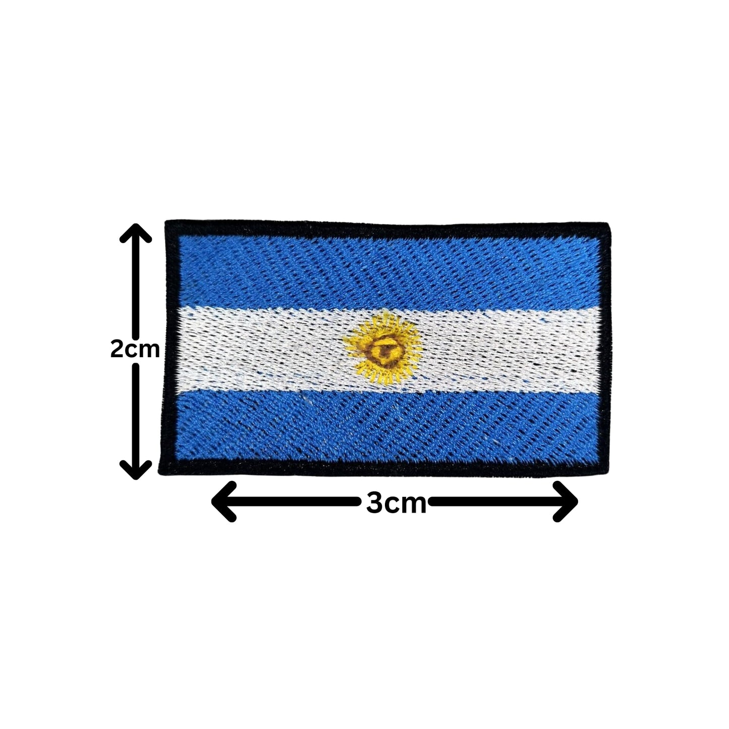 Argentina Flag Embroidered Patches, Iron-On/Sew-On Applique, Shield, Round, Heart and Rectangle Flag Badges for Jackets, Bags, Uniforms, Various Sizes