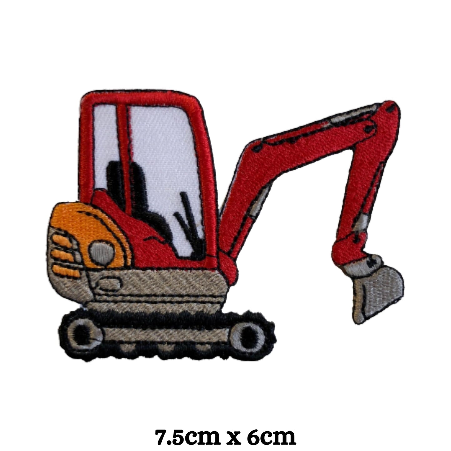 Construction Mini Excavator Red Embroidery Iron-On Patches for Clothing Sew-On Applique for DIY Crafts Denim Jackets Jeans Backpacks