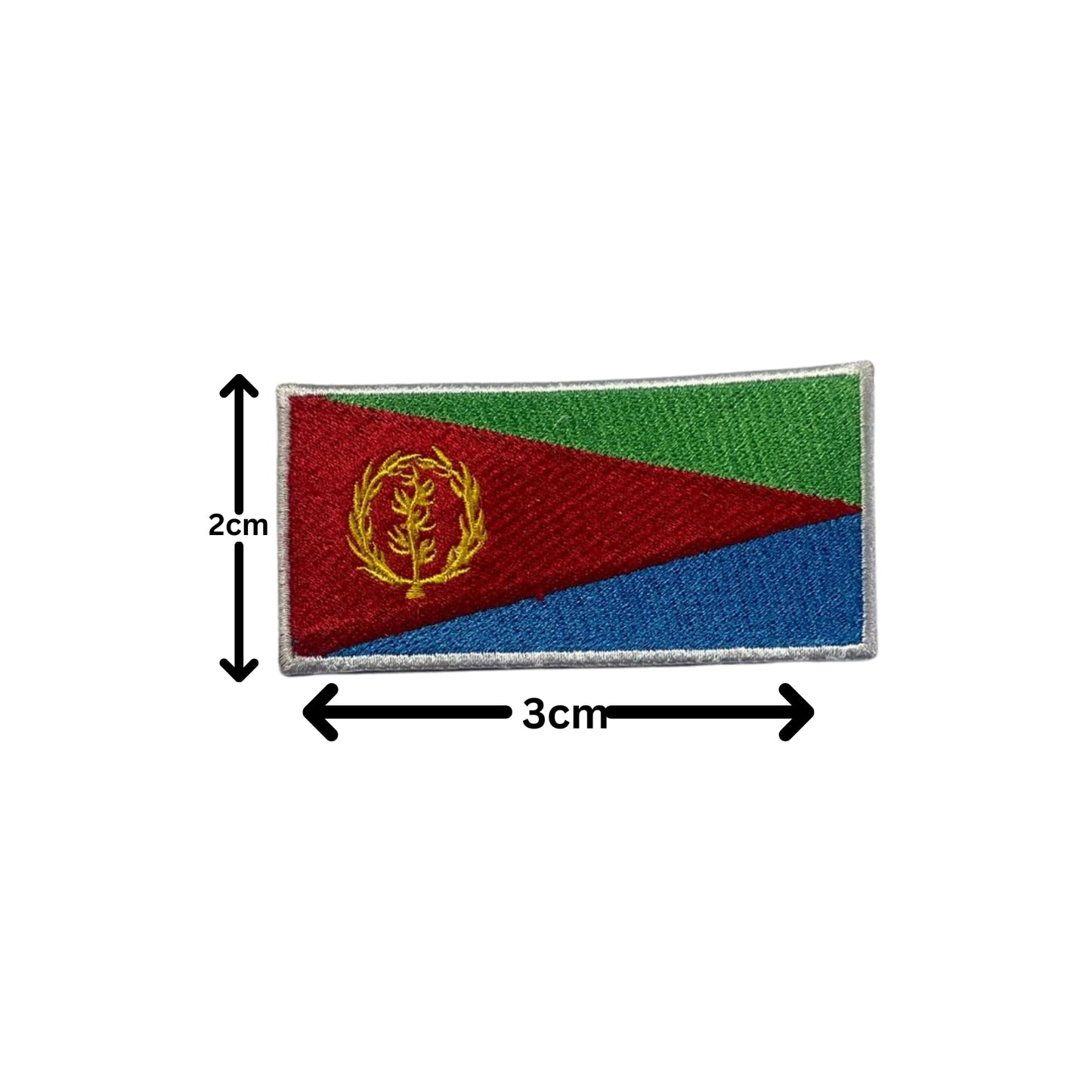 Eritrea Flag Embroidered Patch Set, Iron-On or Sew-On Applique Badges, Rectangle Shield Round Heart Shapes, for Jackets, Backpacks, Hats, Uniforms and Various Sizes