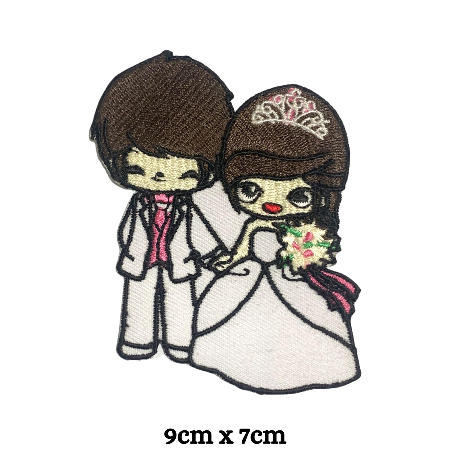 Beautiful Bride and Groom Love Life Embroidery Iron-On Patches for Clothing Sew-On Applique for DIY Crafts Denim Jackets Jeans Backpacks