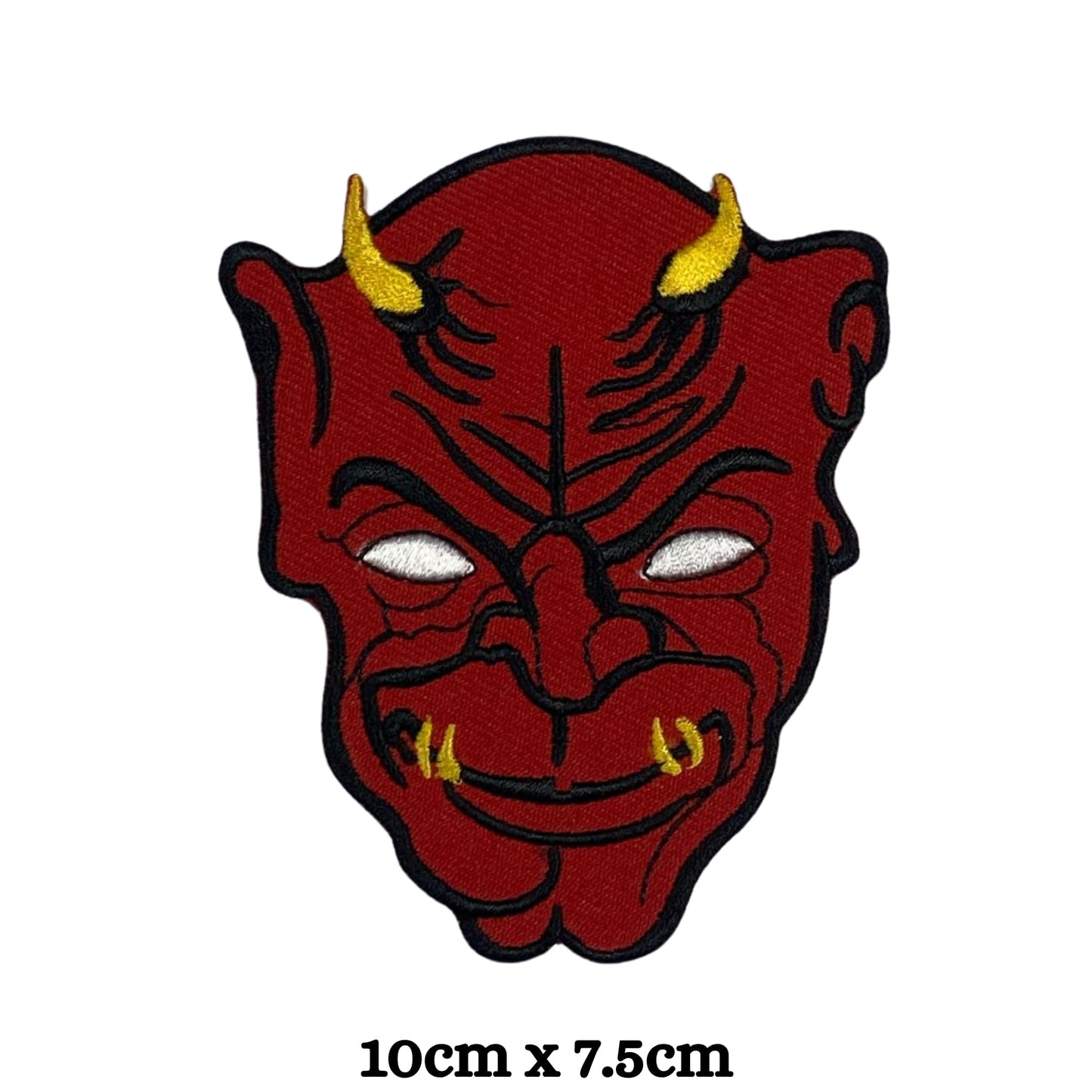Punk Devil Face Embroidery Iron-On Patches for Clothing Sew-On Applique for DIY Crafts Denim Jackets Jeans Backpacks