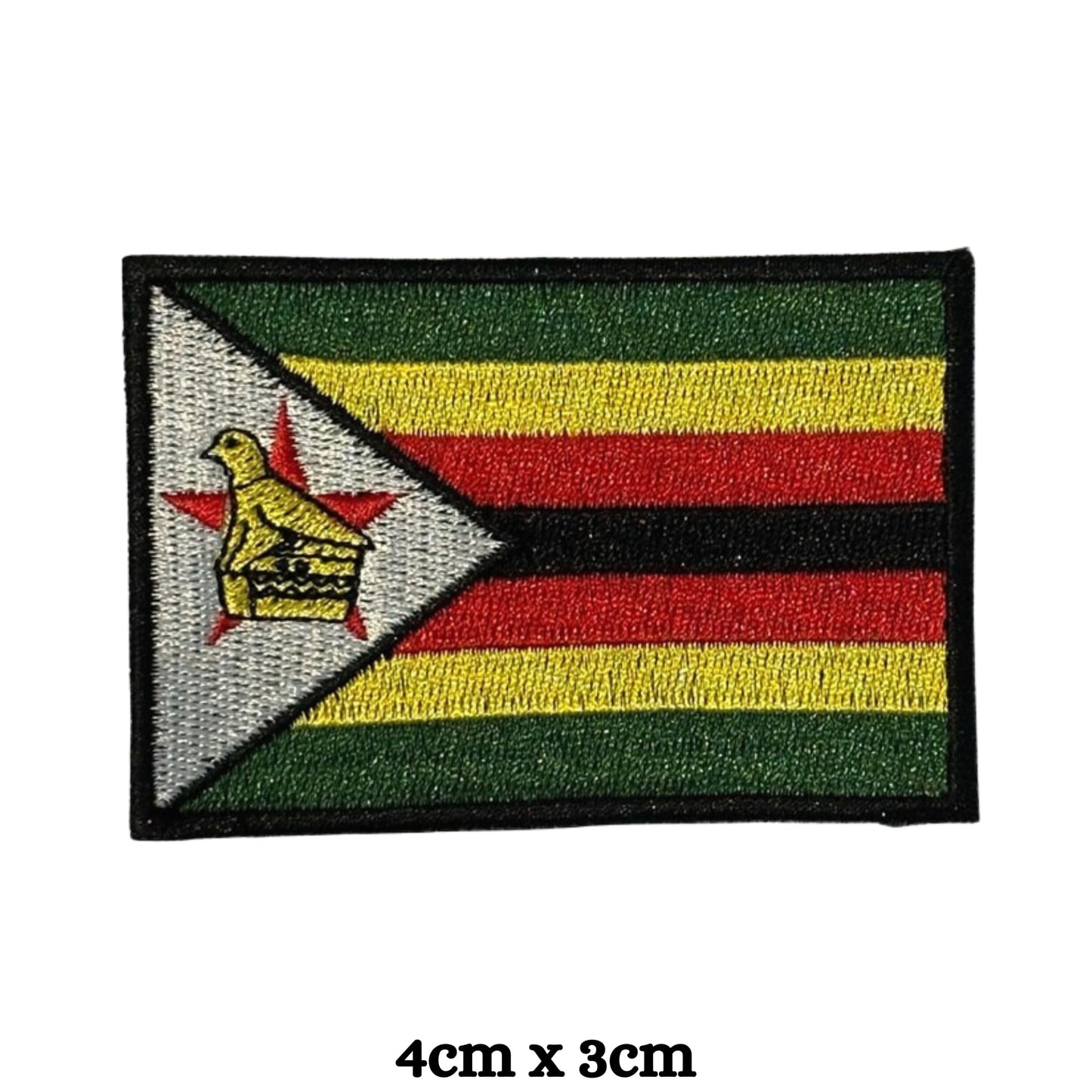 Zimbabwe Country Flag Embroidery Iron-On Patches for Clothing Sew-On Applique for DIY Crafts Denim Jackets Jeans Backpacks
