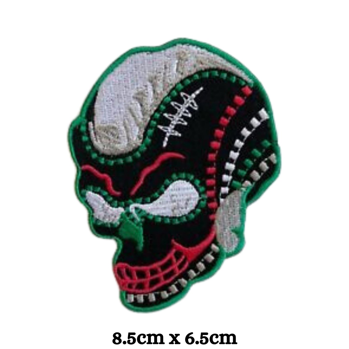 Punk Head Skull with Stitches Embroidery Iron-On Patches for Clothing Sew-On Applique for DIY Crafts Denim Jackets Jeans Backpacks