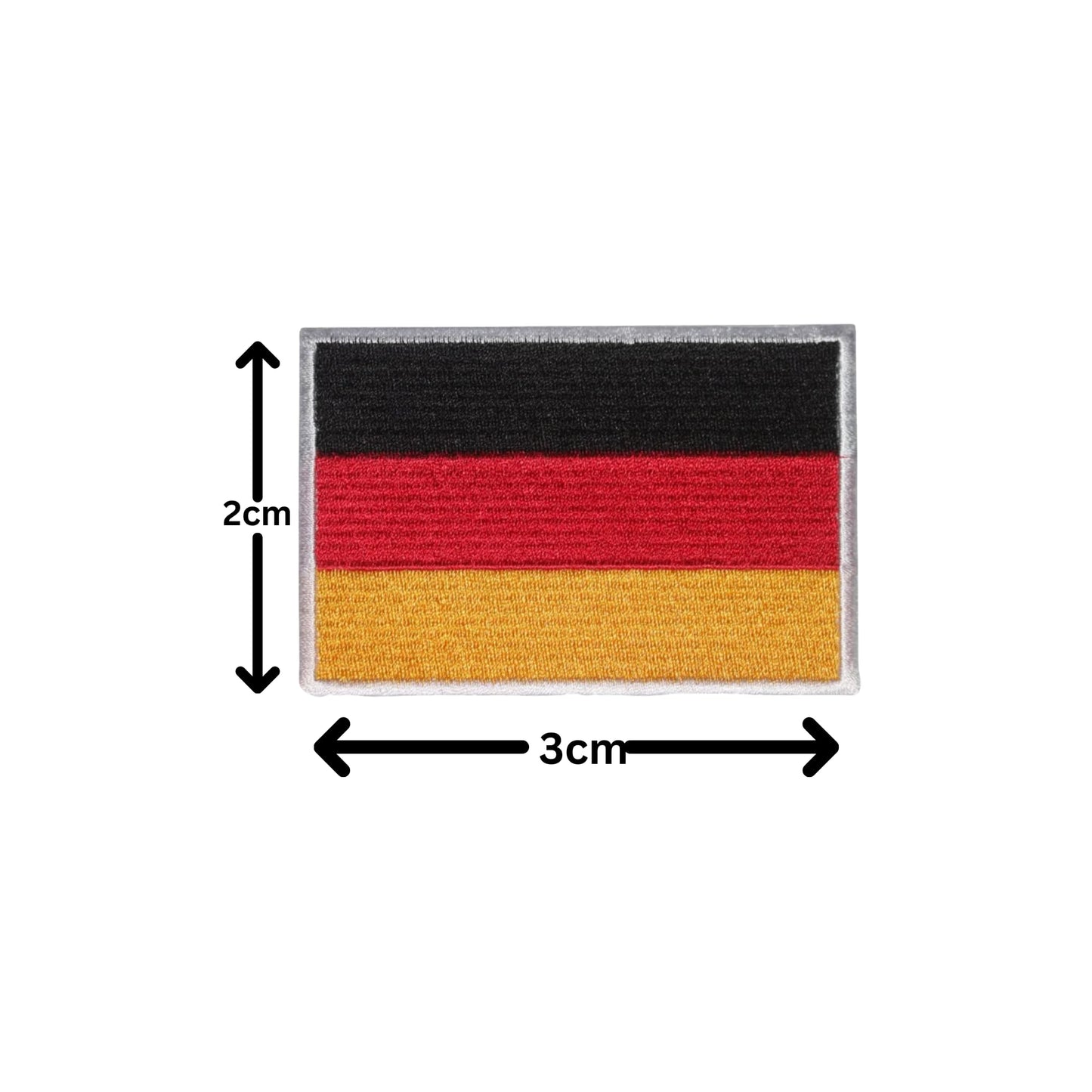 BeBuz Germany Flag Embroidered Patches, Iron-On/Sew-On Applique, Shield, Round, Heart and Rectangle Flag Badges for Jackets, Bags, Uniforms, Various Sizes