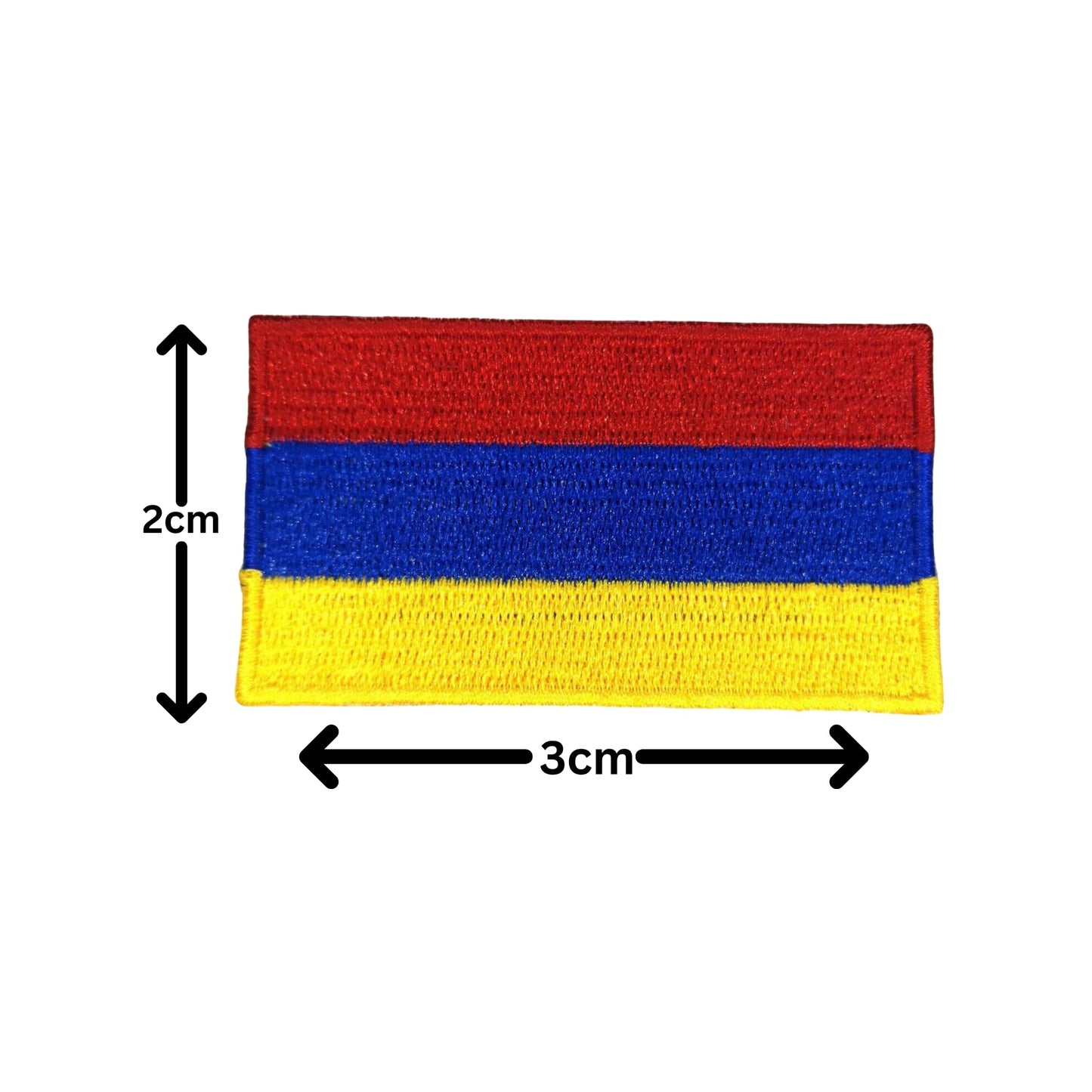 Armenia Flag Embroidered Patches, Iron-On/Sew-On Applique, Shield, Round, Heart and Rectangle Flag Badges for Jackets, Bags, Uniforms, Various Sizes