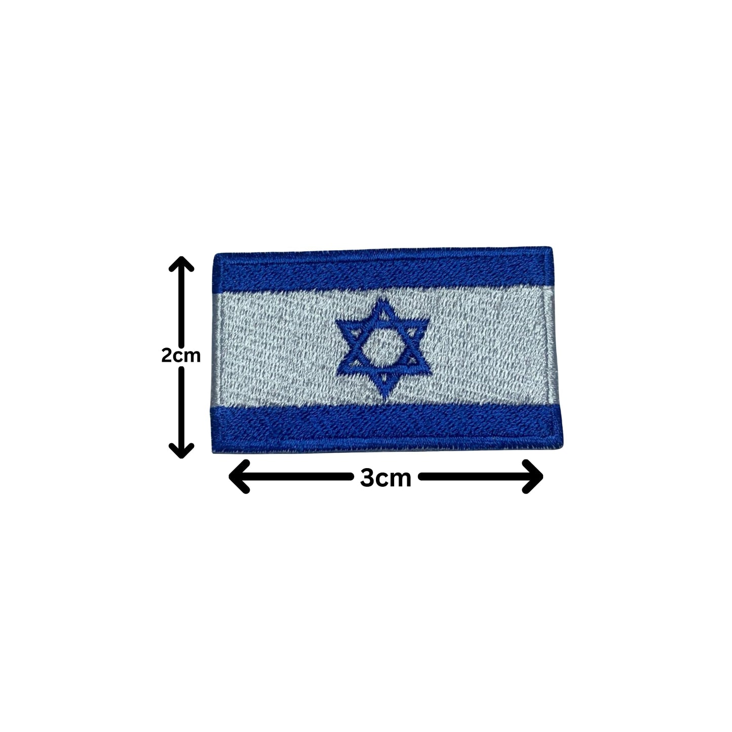 Israel Flag Embroidered Patch Set, Iron-On or Sew-On Applique Badges, Rectangle Shield Round Heart Shapes, for Jackets, Backpacks, Hats, Uniforms and Various Sizes