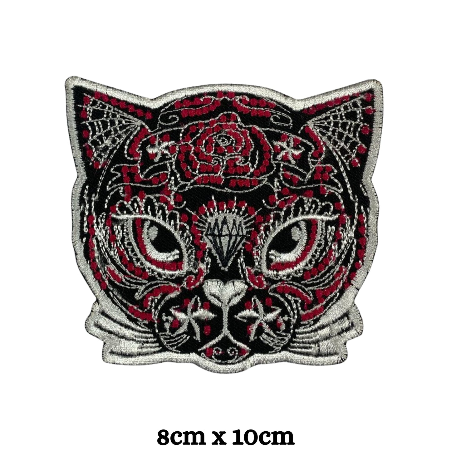 Cat Face Embroidery Iron-On Patches for Clothing Sew-On Applique for DIY Crafts Denim Jackets Jeans Backpacks
