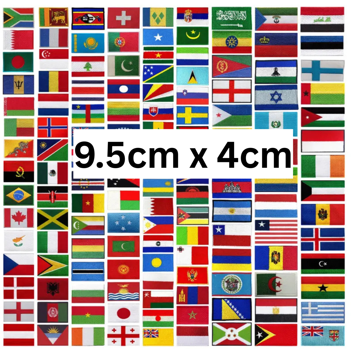 All Country Flag Patches (9.5 × 4.5 cm), Embroidered Iron-On/Sew-On National Flag Badges for Jacket, Backpack, Hat, Bags and DIY Craft (T-Z)
