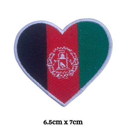 Country Heart Flag Patch – Embroidered Iron On / Sew On Heart Shaped National Flag Badge | All Countries Available | Jackets, Bags, Hats – Gift for Heritage, Travel & Flag Lovers (A-J)