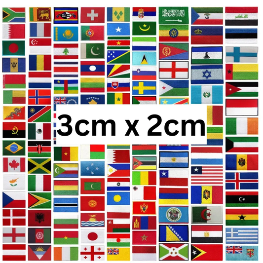 All Country Flag Patches (3 × 2 cm), Embroidered Iron-On/Sew On National Flags, Badge Traveler Gift Patch for Jacket, Backpack, Hat DIY Craft (K-S)