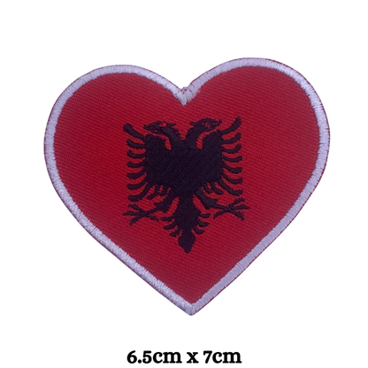 Country Heart Flag Patch – Embroidered Iron On / Sew On Heart Shaped National Flag Badge | All Countries Available | Jackets, Bags, Hats – Gift for Heritage, Travel & Flag Lovers (A-J)