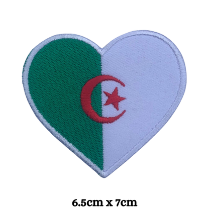 Country Heart Flag Patch – Embroidered Iron On / Sew On Heart Shaped National Flag Badge | All Countries Available | Jackets, Bags, Hats – Gift for Heritage, Travel & Flag Lovers (A-J)