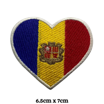 Country Heart Flag Patch – Embroidered Iron On / Sew On Heart Shaped National Flag Badge | All Countries Available | Jackets, Bags, Hats – Gift for Heritage, Travel & Flag Lovers (A-J)