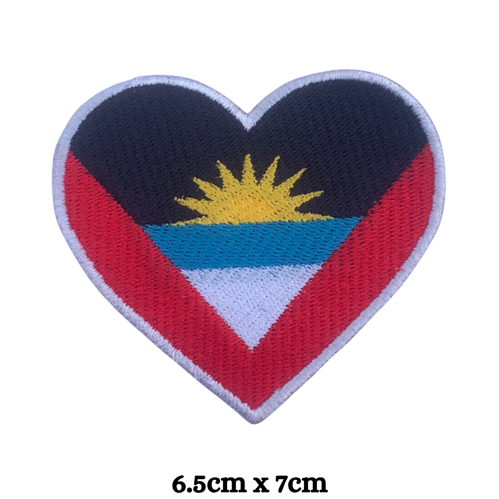 Country Heart Flag Patch – Embroidered Iron On / Sew On Heart Shaped National Flag Badge | All Countries Available | Jackets, Bags, Hats – Gift for Heritage, Travel & Flag Lovers (A-J)