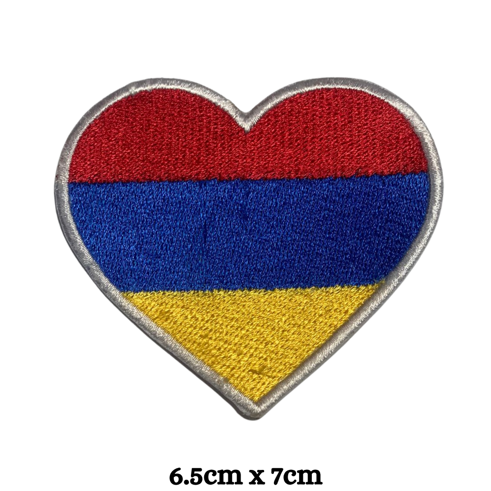 Country Heart Flag Patch – Embroidered Iron On / Sew On Heart Shaped National Flag Badge | All Countries Available | Jackets, Bags, Hats – Gift for Heritage, Travel & Flag Lovers (A-J)