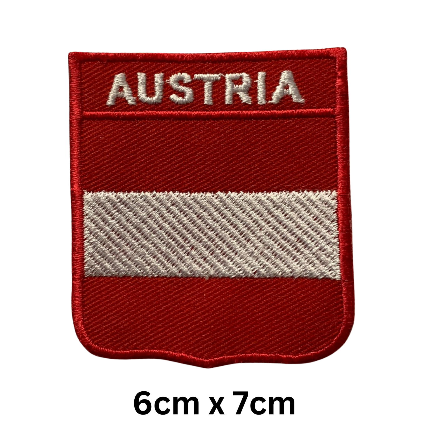 Shield Flag with Name Patch – Embroidered Iron On / Sew On Shield Shaped National Flag Badge with Country Name | All Countries | Badge for Jacket, Biker Vest, Backpack, Uniform (A-J)