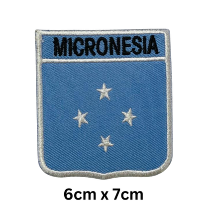 Shield Flag with Name Patch – Embroidered Iron On / Sew On Shield Shaped National Flag Badge with Country Name | All Countries | Badge for Jacket, Biker Vest, Backpack, Uniform (K-S)