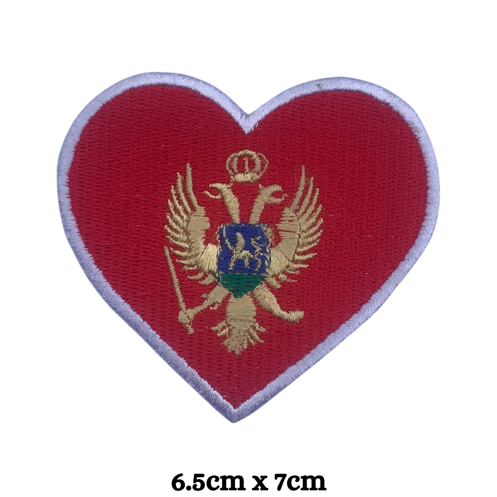 Country Heart Flag Patch – Embroidered Iron On / Sew On Heart Shaped National Flag Badge | All Countries Available | Jackets, Bags, Hats – Gift for Heritage, Travel & Flag Lovers (K-S)