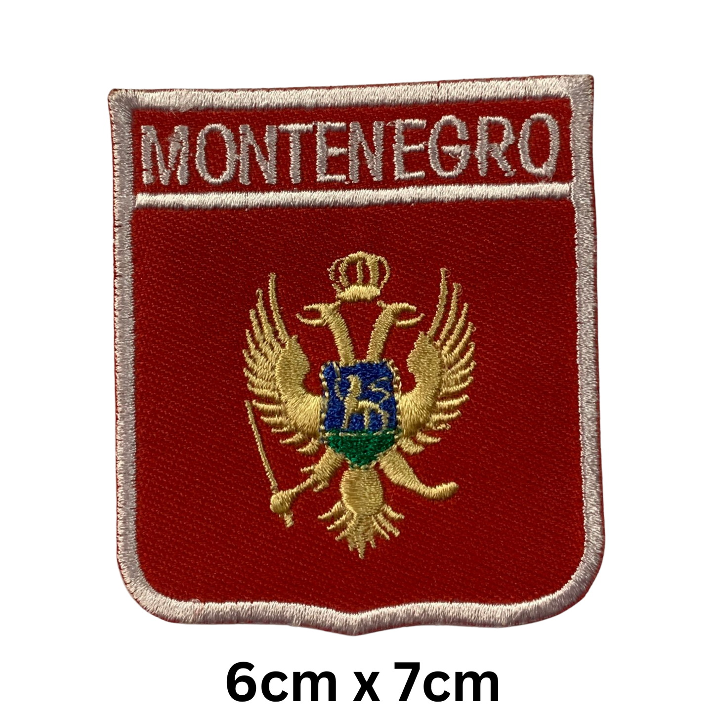 Shield Flag with Name Patch – Embroidered Iron On / Sew On Shield Shaped National Flag Badge with Country Name | All Countries | Badge for Jacket, Biker Vest, Backpack, Uniform (K-S)