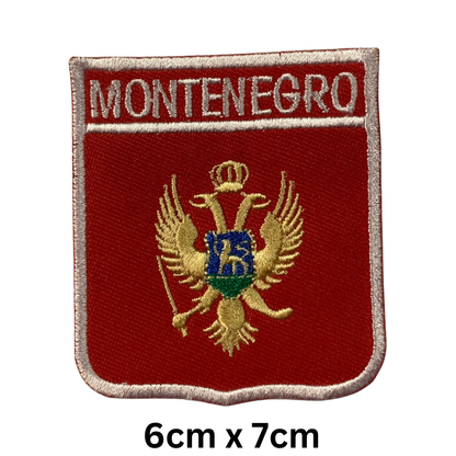 Shield Flag with Name Patch – Embroidered Iron On / Sew On Shield Shaped National Flag Badge with Country Name | All Countries | Badge for Jacket, Biker Vest, Backpack, Uniform (K-S)