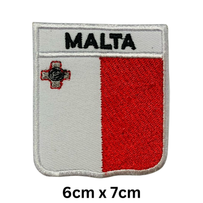 Shield Flag with Name Patch – Embroidered Iron On / Sew On Shield Shaped National Flag Badge with Country Name | All Countries | Badge for Jacket, Biker Vest, Backpack, Uniform (K-S)