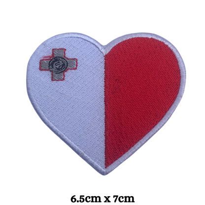 Country Heart Flag Patch – Embroidered Iron On / Sew On Heart Shaped National Flag Badge | All Countries Available | Jackets, Bags, Hats – Gift for Heritage, Travel & Flag Lovers (K-S)