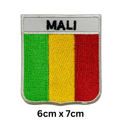 Shield Flag with Name Patch – Embroidered Iron On / Sew On Shield Shaped National Flag Badge with Country Name | All Countries | Badge for Jacket, Biker Vest, Backpack, Uniform (K-S)