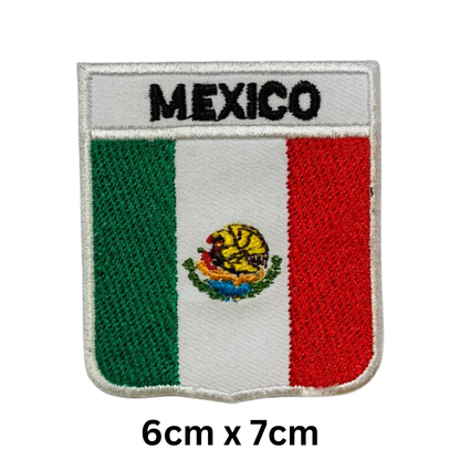 Shield Flag with Name Patch – Embroidered Iron On / Sew On Shield Shaped National Flag Badge with Country Name | All Countries | Badge for Jacket, Biker Vest, Backpack, Uniform (K-S)