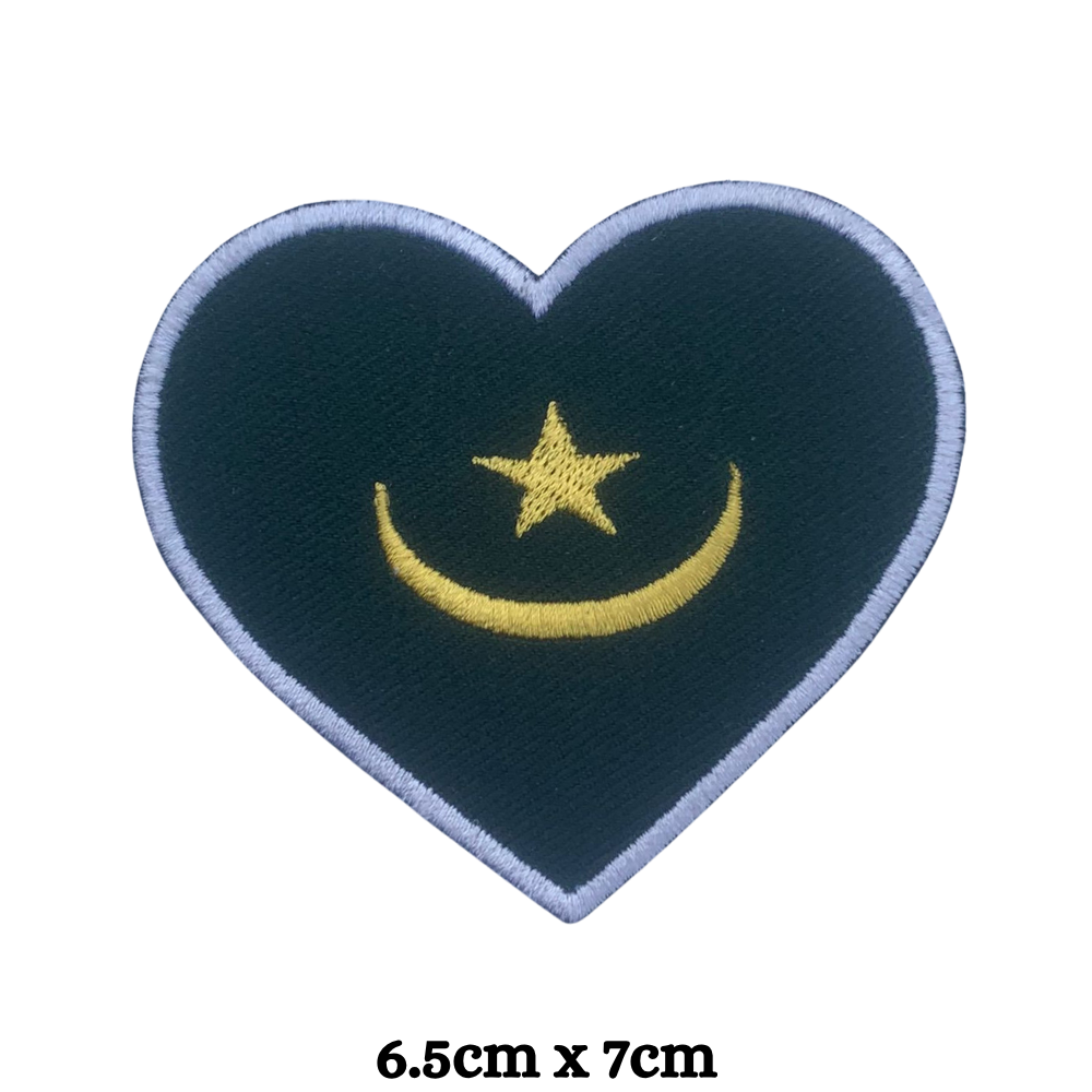 Country Heart Flag Patch – Embroidered Iron On / Sew On Heart Shaped National Flag Badge | All Countries Available | Jackets, Bags, Hats – Gift for Heritage, Travel & Flag Lovers (K-S)