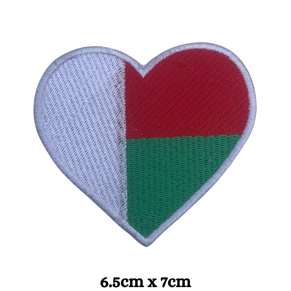 Country Heart Flag Patch – Embroidered Iron On / Sew On Heart Shaped National Flag Badge | All Countries Available | Jackets, Bags, Hats – Gift for Heritage, Travel & Flag Lovers (K-S)